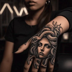 tattoo de medusa en la mano para mujer 3d tattoo