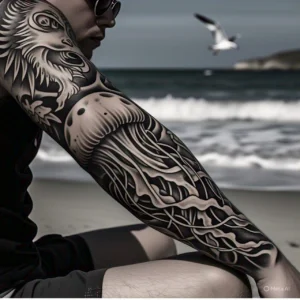 tatto de medusa marina en el braz